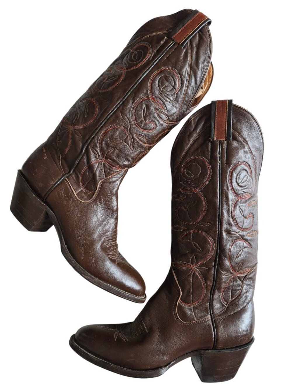 Sanders 16" Tall Western Cowboy Boots Decorative Stitching Handcrafted Men's 9 B - Picture 9 of 16